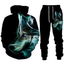 Vyriškas gyvūnas vilkas Hoodie 3D Printed Hoodie Kostiumas Vyriškas laisvalaikio megztiniai Sportiniai kelnės Vyriški sportinių kostiumų komplektai Madingi vyriški drabužių kostiumai S