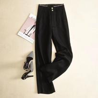 High-waisted Letter Elastic Waist Baggy Slimming Pants S juoda