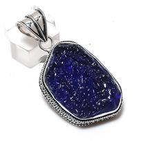 Blue Moldavite Gemstone 925 Sterling Silver Jewelry Pendant 2.05
