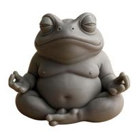 Zen varlės ornamentas Varlė sėdinti meditacijoje Figūrėlė 3D spausdinta stalinė varlės statulėlė namams pilka