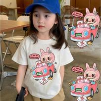 2025 New Labubu Printed Children's T-shirt Short Sleeve Breathable Cute Design Available in Multiple Sizes 110