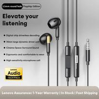 NAUJOS Lenovo Y102 laidinės ausinės 3,5 mm USB Type-C į ausį įstatomos laidinės ausinės Hi-Fi stereo muzikos ausinės su mikrofonu ir triukšmo slopinimu TYPE-C balta
