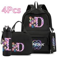 4Pcs/set K-Pop Printed 750Ml Water Bottler Backpack Handbag Pencil Case for Teenager Boy Girl Schoolbag Large Capacity waterproof Bookbag Mochila