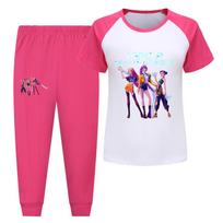 4993 Kids Girls Rumi Zoey Mira Hunters Print T-shirt Pants Trouser Clothes Set 110cm rožinė raudona spalva
