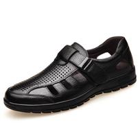 Vasarinės odinės ažūrinės basutės, Velcro skylutės batai, kvėpuojantys, laisvalaikio vyriški batai, minkštas padas, tėčio šaunūs odiniai batai vyrams 7688 38