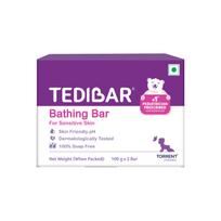 Tedibar Drėkinamoji kūdikių vonios plytelė 100x2g (Pakuotėje 1 vnt) 100% be muilo Ne. 1* Pediatro paskirtas drėkinamasis muilas - Gamintojas Torrent Pharma purple