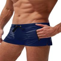 Men's Swim Trunks Men's Swim Trunks Fashion Swimsuit Back Pocket Zipper Design Beach Swimsuit Boxer Shorts XL tamsiai mėlyna