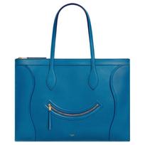 Celine Luggage Flat Cabas Smile Bag Women Handbags Gold Blue 123963GW4-07QH Basic Set (Bag+Dust Bag)