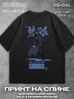 black T‑shirt Blue‑Eyed Samurai print on the back Mens Tshirt Womens Tshirts with Letters Print Short Sleeves T-Shirt Casual Street Tee Shirt Top XL