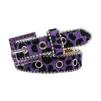 Unique Waist Chain Rhinestones Buckle Leopard Print Chain Cowgirl Belt for Women Proms Club Party for Jeans Dresses  Purple 95 95 violetinė