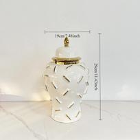 Gold White Storage Pottery Jar  General Can Storage Tank Ginger Jar Flower Vase Ceramic Ornament Home Decoration Accessories
