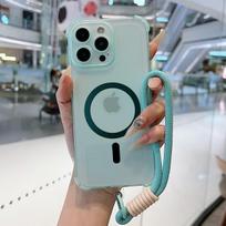 Magnetic Wrist Strap Candy Phone Case  For Samsung S25 S24 S23 S22 S21 Ultra Plus Edge S20 FE Shockproof Soft Silicon Back Cover For Samsung S25Edge