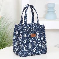 Fashion Floral-printed Lunch Box Bag Large Capacity Nylon Lunch Tote Bag with Zipper Mommy Bag