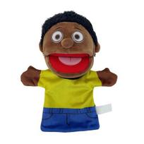 Hand Puppet Doll Black African Grandparents Parents Son Daughter Family Member Cartoon Doll Interactive Kindergarten Toys Kids Storytelling Pretend fluorescencinė žalia spalva