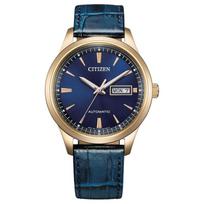 Citizen Mechaninis laikrodis 50 metrų atsparus vandeniui Automatinis karvės odos dirželis 40mm vyriškas laikrodis mėlynas ciferblatas NY4063-01L mėlyna