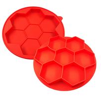 DIY Burger Patty Mold 7-Hole Silicone Meat Patty Maker Baking Tool Rectangular Cake Mold for Kitchen Use one size red