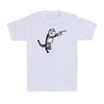 Gun Cat Funny Cat Kitten Gangster Meme Gift Ideas Tee Men's T-Shirt T-shirt XL