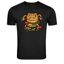 Crazy Burger Monster Fast Food Cartoon Graphic T-Shirt XXXL
