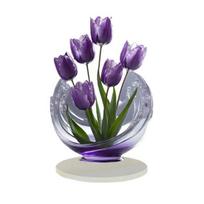Durable Acrylic Ornament 2D Tulip Ornament, Realistic Purple Tulips with Base, Flat Floral Decoration Flower Tabletop for Home Desk Cabinet A