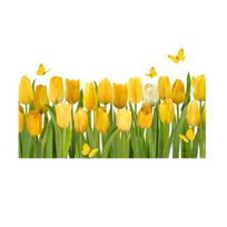 Removable Wall Decal Tulip Flower Window Cling, Spring Floral Butterfly Decals Self-adhesive Sticker for Party Home School Office Shop Glass geltona