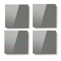 2026 TuoAn Tuya WiFi/Zigbee N&L Tempered Glass Smart Wall Switch with Built in 10A Relay (Gray,LX-ZJ-01-04 -zigbee-NL&zigbee 1 gang switch) pilka spalva