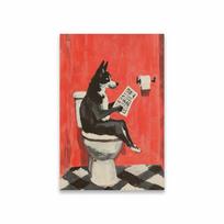 Corgi Puppy Dog Art Print Poster Corgi in Bathrobe Poster Corgi Bathroom Wall Art Decor Cute Dog Canvas Painting Toilet Decor 21X30CMNo Framed