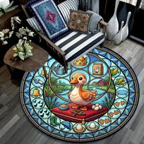 Duck Kingdom Icons Round Area Rug Under Office Chairs Bedroom Living Room Home Decor 80cm x 80cm