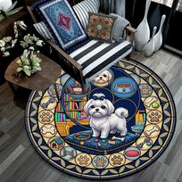 Royal Canine Kingdom Round Area Rug Under Office Chairs Bedroom Living Room Home Decor 80cm x 80cm