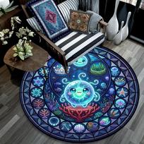 Oceanic Glass Round Area Rug Under Office Chairs Bedroom Living Room Home Decor 80cm x 80cm