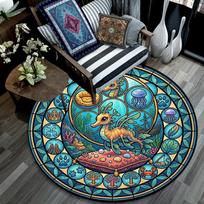 Underwater Fantasy Scene Round Area Rug Under Office Chairs Bedroom Living Room Home Decor 80cm x 80cm
