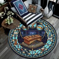 Music Instruments Symphony Round Area Rug Under Office Chairs Bedroom Living Room Home Decor 80cm x 80cm