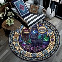 Magical Cats Realm Round Area Rug Under Office Chairs Bedroom Living Room Home Decor 80cm x 80cm