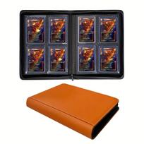 4-Pocket Zippered Card Binder 128 Slot for Yu-Gi-Oh! MTG Pokemon TCG Card Binder, Premium Portable Trading Card Album Collection oranžinė