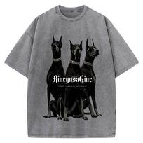100% Cotton Oversized T-Shirt, Three Dobermans Vintage Streetwear Unisex Tee XXXL