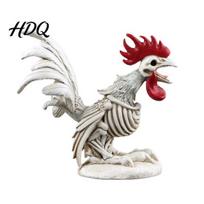 Spooky Gothic Home Ornament Halloween Skeleton Rooster Lifelike Chicken Decoration Animal Curious Desk Accessory Bone Statue for Desktop Yard Garden gray