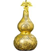 Aris & Juno Brass Lucky Gourd Feng Shui Statue – Chinese Wealth & Good Luck Figurine for Entryway, Home Office Desk or Shelf Decor, Gift for Boss, Height: 18 CM