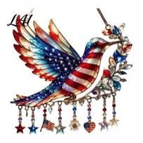 Stained Glass Imitation Suncatcher Patriotic Hummingbird Sun Catcher 250th Anniversary Fourth of July Bird Catcher Decoration Stars And Stripes for 20cm A