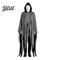 Theatrical Performance Cape Grim Reaper Costume Halloween Scary Hooded with Lightweight Polyester Cloak Head Cover for Adult Medieval Renaissance balta