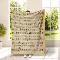 1pc Piano Score Print Flannel Blanket - Soft Warm Anti-Tear All-Season Multi-Purpose Throw for Office, Camping & Travel Size: 75*100cm, Weight: 230 GSM