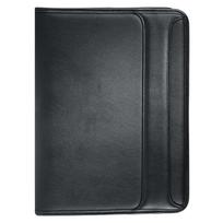 Leather Portfolio Binder Padfolio Business Document Planner Leather Folder Organizer with Zipper (Black,13 x 10 x 1 inches(33.02x25.40x2.54cm)) juoda