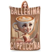 Ballerina Cappuccina AI Generate Character Italian Brainrot Warm Soft Blanket Plush Throw Blanket Couch Chair Flannel Bed Cover Size: 75*100cm, Weight: 230 GSM