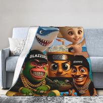 Italian Brainrot Flannel Blanket Winter Soft Warm Throw Blanket for Child Living Room Print Bedspread Sofa Bed Cover Size: 75*100cm, Weight: 230 GSM