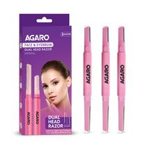 AGARO Imperial Face & Eyebrow Razor for Women (Pack of 3) | Dual Blade Head with German Blades | Easy Facial Hair Shaping & Shaving | Reusable up t