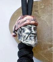 Brass Paracord Santa Ornament DIY Accessory - Face with Red Hat, 2 One Size balta