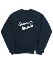Graver [Unisex] Drawing Logo Smile Sweatshirt_Navy Navy_White Logo/M