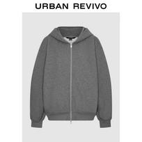 UR Women's Casual Hooded Zip-Up Oversized Jacket S viržių pilka spalva
