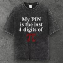 Unisex Pi Symbol Math Meme Oversized T Shirt Acid Washed Black Grunge S-3XL S įvairiaspalvis