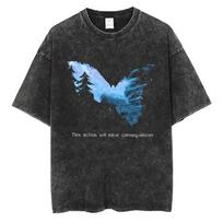Game Life Is Strange Butterfly Vintage Washed T Shirt Men Women's Casual Retro Player Clothes Oversized Short Sleeve Streetwear S įvairiaspalvis