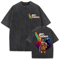 Hot Game Arc Raiders Vintage Washed Graphic T Shirt ?Men's Women Fashion High Quality Oversized 100% Cotton T-shirts ?streetwear S įvairiaspalvis