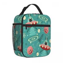 Bestselling My Kitty Drives A UFO Atomic Space Cat Studioxtine Retro Camping Lunch Bag School Field Trip Cooler Tote One Size